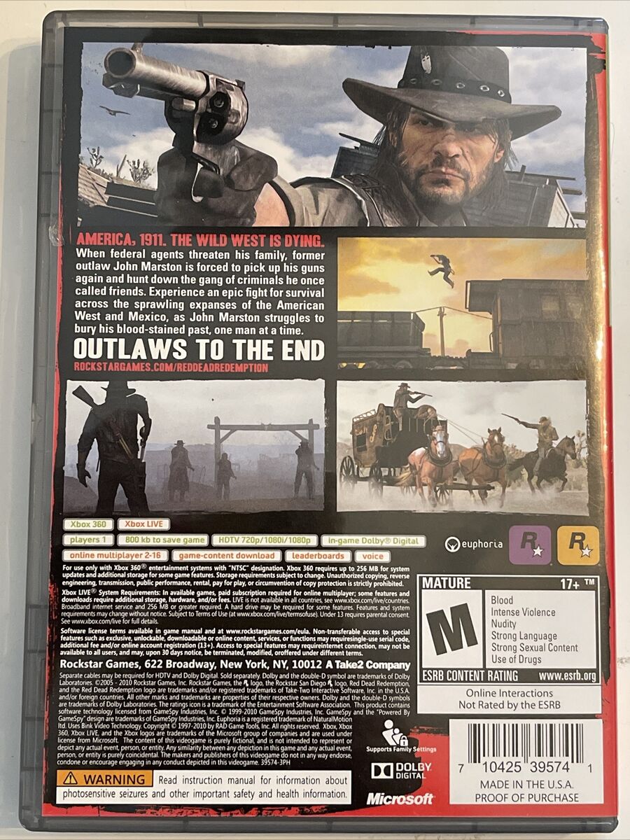 NEW Red Dead Redemption Game of the Year Edition (Microsoft Xbox 360 One,  2011)