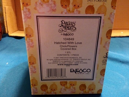 PRECIOUS MOMENTS 104849 "HATCHED WITH LOVE" 2001 CHICK/FLOWERS COVERED BOX - Picture 5 of 6