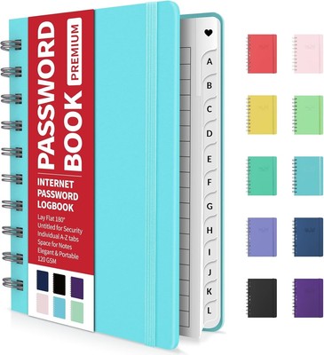Password Book with Individual Alphabetical Tabs 4''X5.5'' Small Password Notebook