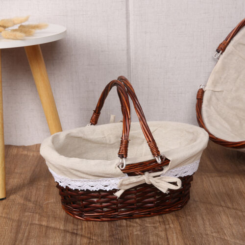 Woven Basket Folding Handle Portable Eco Friendly Rattan Picnic Basket For B WYD - Picture 8 of 24