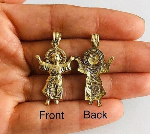 10K Solid Gold Baby Jesus, Divine Child Pendant -1.25" / 32mm 10K Real Gold -G45 - 第 5/7 張圖片