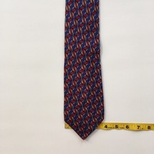 Barneys New York tie blue red gold 100 silk handmade in spain necktie pa0831