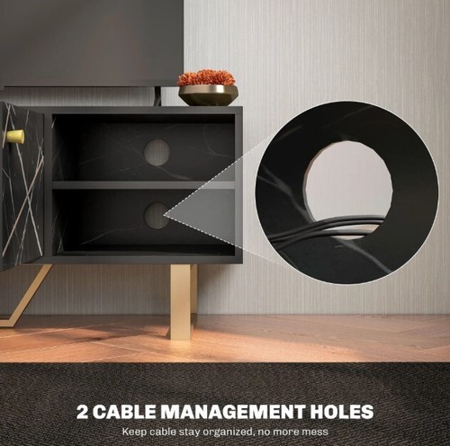 HOMCOM TV Unit for Living Room, TV Stand, Black Marble - Picture 6 of 11