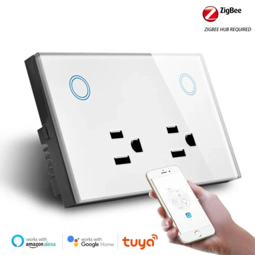 Melery US Zigbee Smart Life Wall Socket 15A 2 Ports Smart Home Alexa Tuya AC240V - Picture 7 of 12