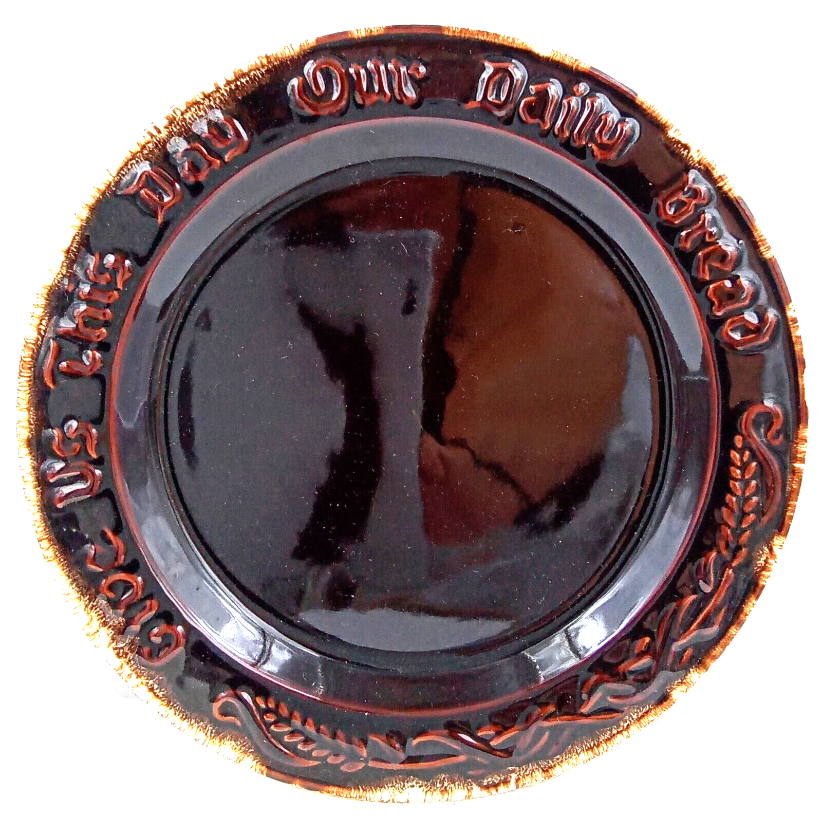 Pfaltzgraff Gourmet Brown Daily Bread Prayer Plate 9 Inch Vintage USA