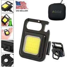 800LM Mini COB LED Flashlight Work Light USB Rechargeable Torch Keychain Lamp