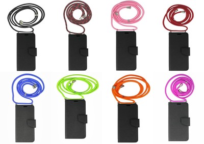 Hülle für Samsung  A15 A54 A55 S24 FE Handykette Book Tasche mit Band schwarz