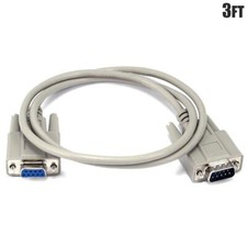 3ft 9 Pin Serial RS-232 DB9 Male to Female Extension Cable Cord Lead Molded
