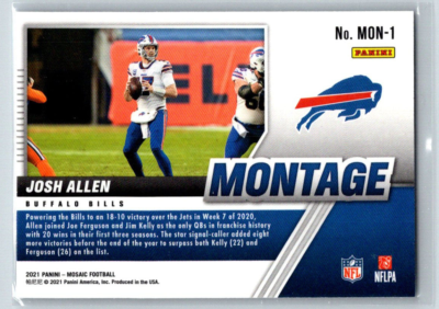 2021 Panini Mosaic Josh Allen #MON-1 Montage Buffalo Bills TC1521