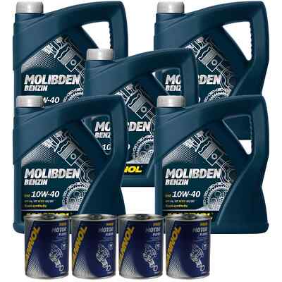 20L Motoröl MANNOL Molibden Benzin 10W-40 4x MANNOL Motor Flush ADDITIV
