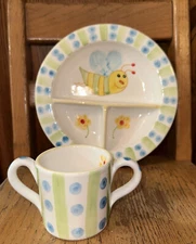 The Mane Lion  “Bee” Divided Dish And Handled cup 8 3/8" 1107D NEW