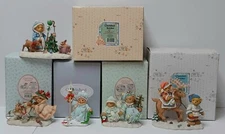 Cherished Teddies 5 Laplander Figurine Ingrid, Selma, Astrid, Sven, Olga Purple