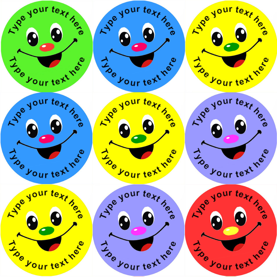 144 Personalised Colourful Smiles 30mm Reward Stickers for School Teachers
