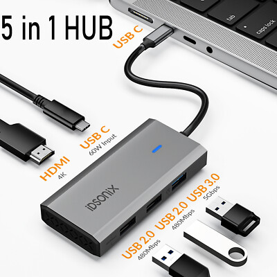 IDSONIX 5-in1-Type-C USB Hub 4K HDMI USB 3.0 / Adapter For Macbook Air/Pro