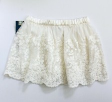 Genuine Kids OshKosh Floral Embroidered Lace Mesh Lined Skirt Size 18M Cream NEW