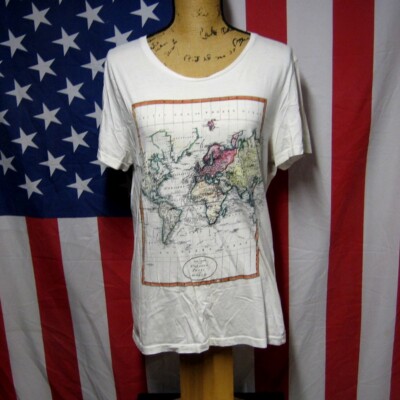 UNKNOWN PARTS OF WORLD med T shirt throwback 1920s arctic map tee Southern Ocean
