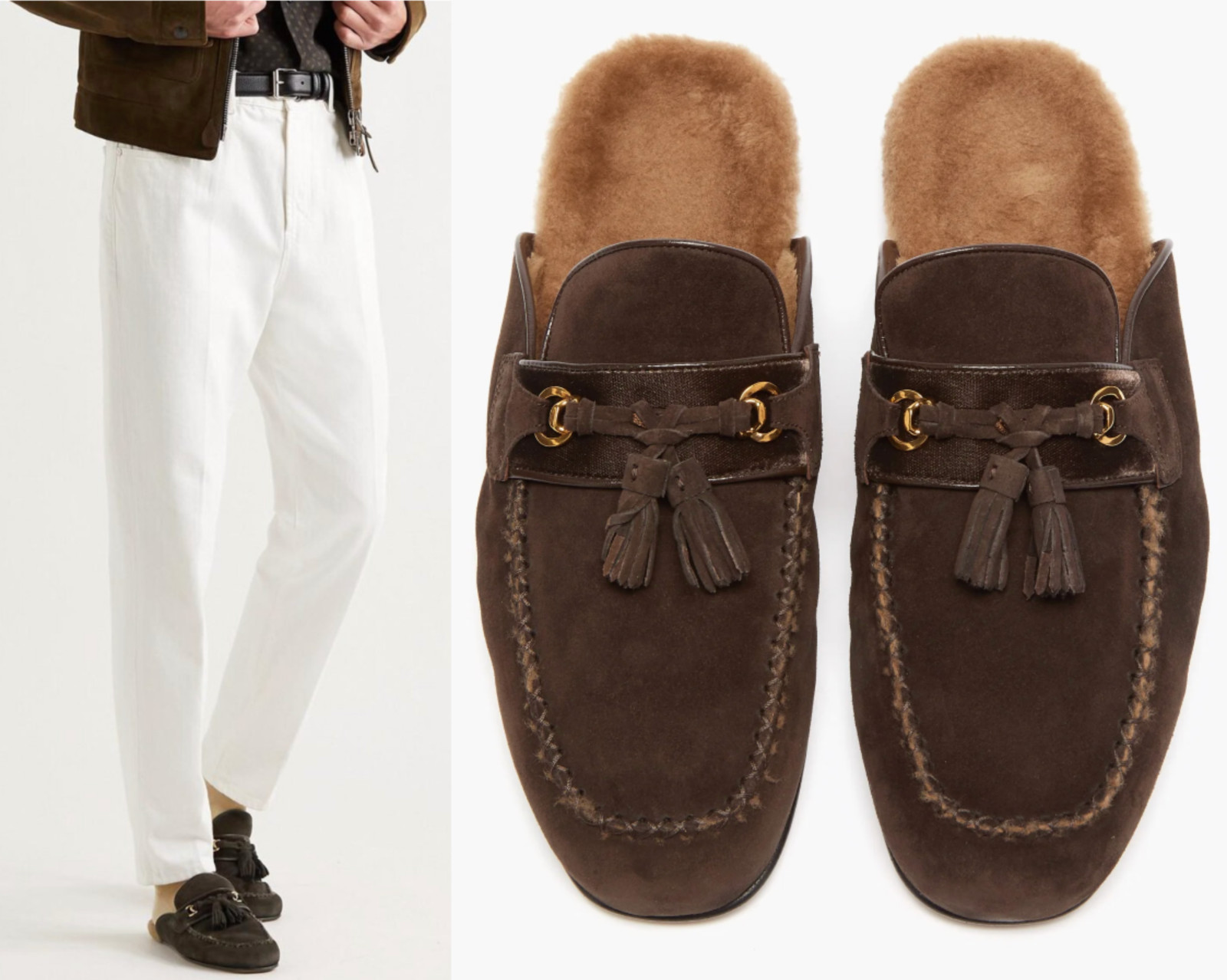 Tom Ford Stephan Shearling Tasselled Loafers Slippers Lambskin Shoes 41 image 9