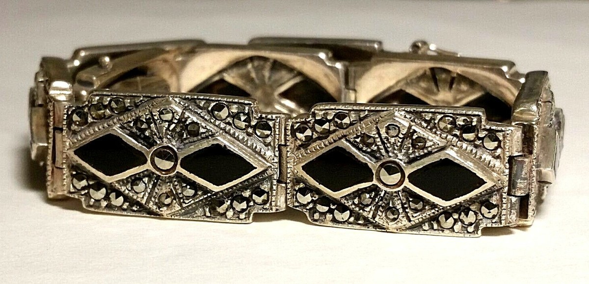 アクセサリー silver 925 ONYX vintage bracelet Vintage Black Onyx Sterling Bracelet Vintage Silver Black