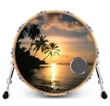 Custom Bass Drum Head with 4" Port Ring - Tropical Sunset