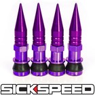4 PURPLE ALUMINUM VALVE STEM CAPS WITH SPIKES FOR TIRE/WHEEL/RIM/CAR/TRUCK/SUV A