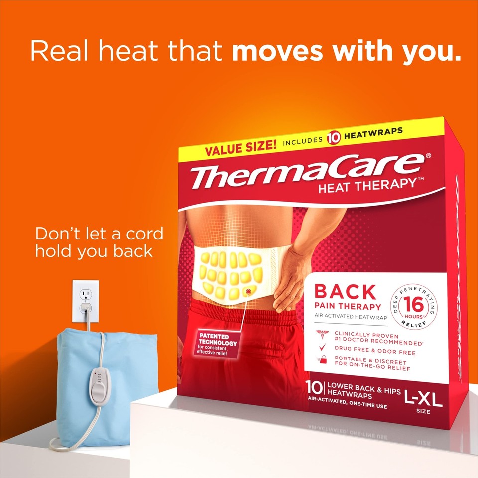 ThermaCare Advanced Back Therapy HeatWraps, Disposable Heat Therapy