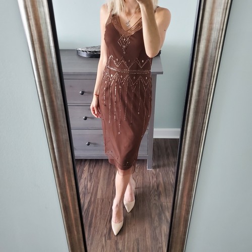 Papell Boutique Evening Brown Sequins 