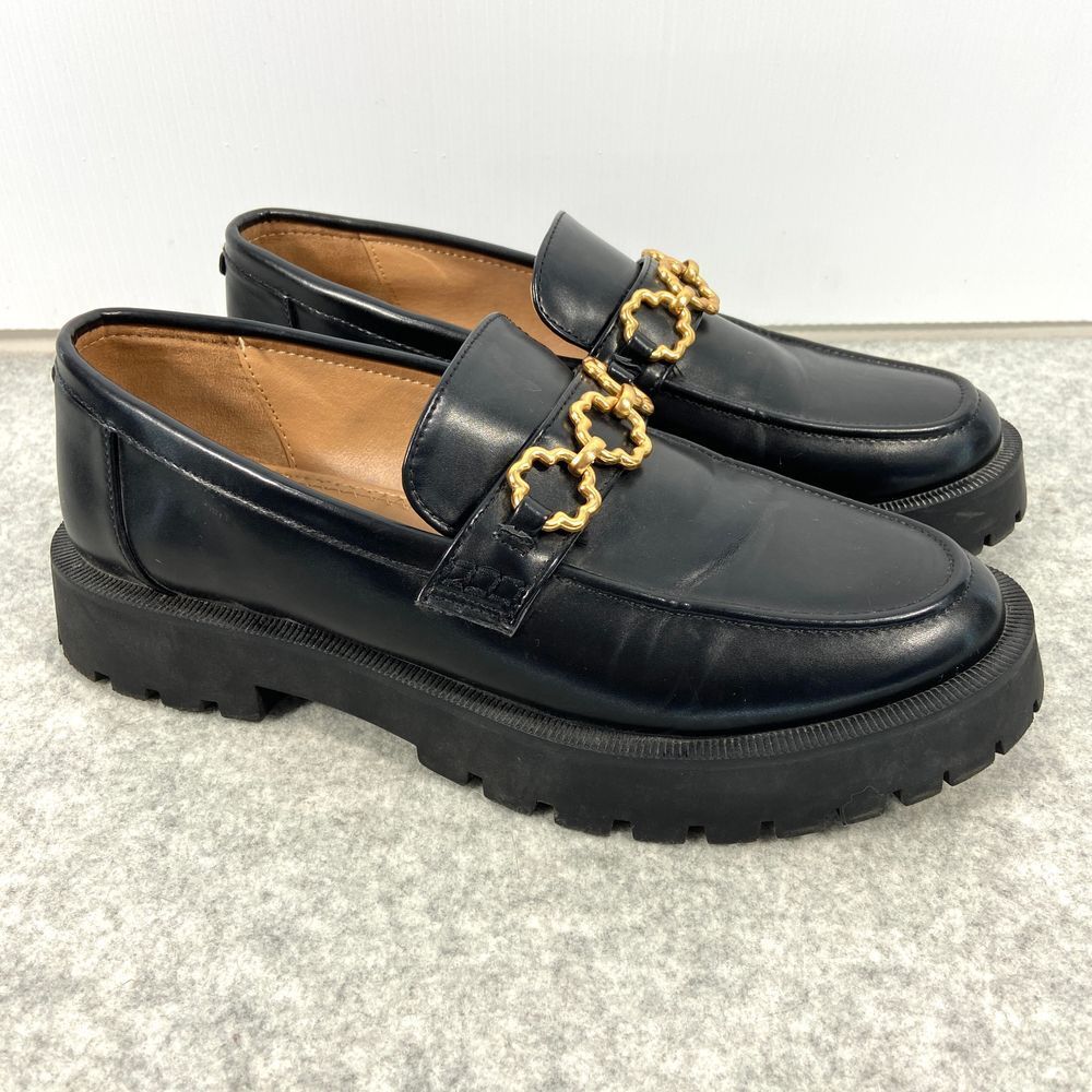 SAOLA Mocassino Sam Libby Remi suola a strappo nero ecopelle oro dettaglio catena donna 10