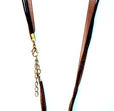 NC137 Dark Brown 5mm Ribbon 3-Strand Cord 17" Silver Clasp Necklace for Pendants