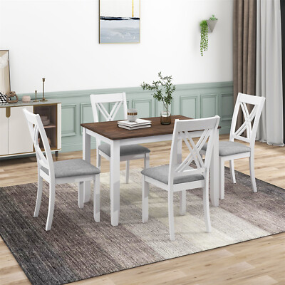 Piece Dining Table Set Wooden Table Chair Kitchen Breakfast