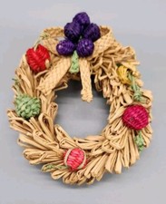 3 inch Straw Wreath Ornament Unbraided Vintage