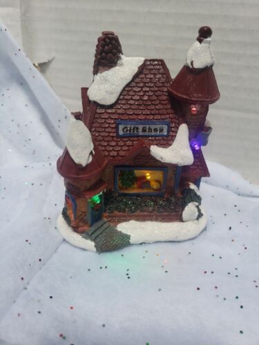 Lighted Gift Shop Holiday Christmas Village Building Figurine 5 Inch New - Picture 3 of 19