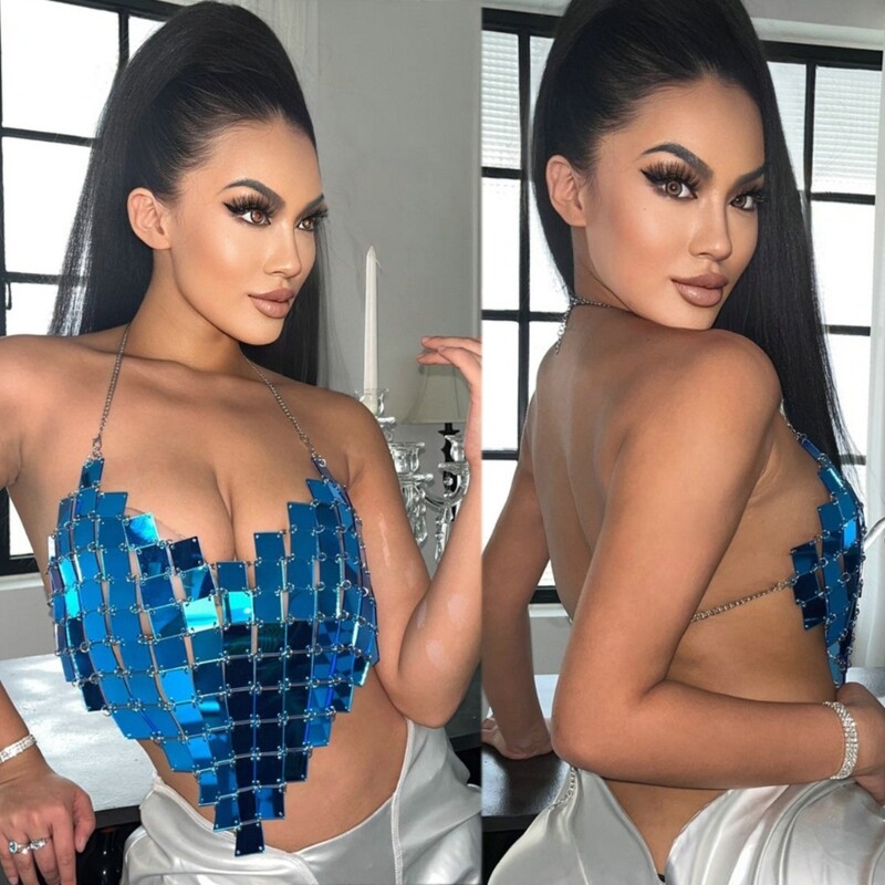 Sexy Crop Tops Acrylic Top Glitter Sleeveless Tank-Top for Women Girls-image