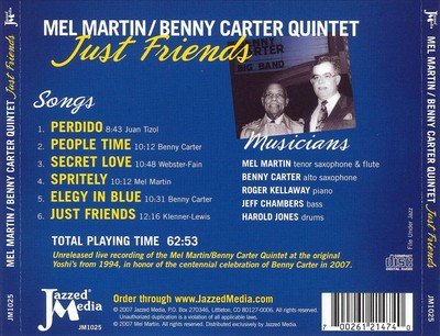 MEL MARTIN - JUST FRIENDS NEW CD