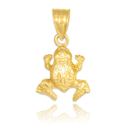 Strukturierter Gold Frosch Charm Anhänger Halskette (erhältlich in Gelb/Rosé/Weißgold)