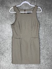 Vintage Jamie Brooke Brown Houndstooth Dress Womens Size Small Sleeveless