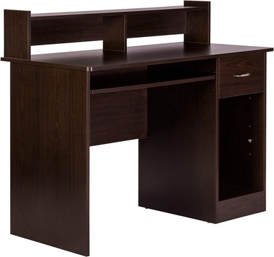 OneSpace Essential Computer Desk, Hutch with Pull-Out Keyboard, Black