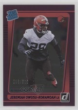 2021 Donruss Rated Rookie Season Stat Line /500 Jeremiah Owusu-Koramoah #326 k6j