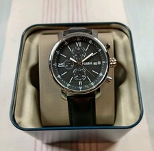 Fossil Mens Rhett Black Leather Watch BQ1006 Brand New In Box