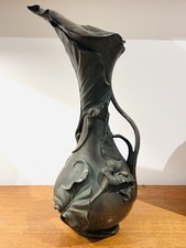 Vintage Large Veronese Italy Art Nouveau Style Bronzed Resin Lily Pitcher Vase