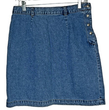 Vintage Y2K Gap Denim Skirt Womens 10 Blue Jean Side Snap 100 Cotton 29 x 20