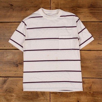 Vintage Single Stitch T-Shirt Grafik kleine 90er Tasche weiß Tee