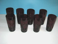 8 VTG Red Tumblers Luminarc Cristal D'Arques Durand France Ruby Red Glass 16oz