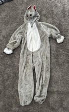 Kids Wolf Costume Gray Size 12 Plush Hooded Theater Halloween Boy zip up soft