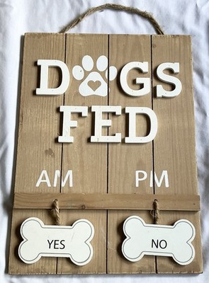 Decorative Dog Meal Scheduler Morning & Afternoon w/ Reversible Yes/No Bone 