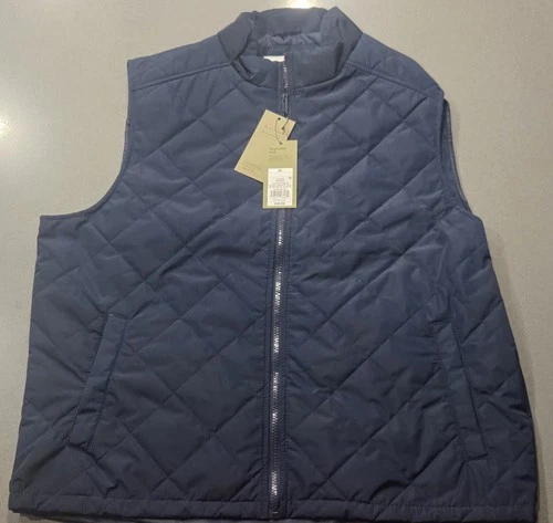 Goodfellow & Co Men's Quilted Navy Blue Zip Up Puffer Vest With Side Pockets XL - product listing photo