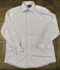 Polo Ralph Lauren Slim Fit Long Sleeve Striped Dress Shirt Mens 17 34/35 Purple