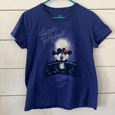 Disney Forever  Always Minnie Mickey Mouse Love Blue T-Shirt Size Large