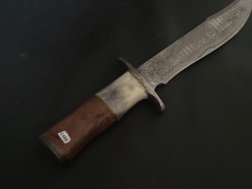 15" MASSANFERTIGUNG HANDGEFERTIGTES DAMASTSTAHL BOWIE MESSER HOLZ & KNOCHEN GRIFF MIT SCHEIDE 6671 - Bild 8 von 8