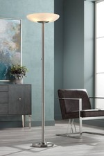 Meridian Modern Torchiere Floor Lamp 72" Tall Brushed Nickel LED for Living Room