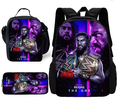 Boys Roman Reigns Wrestling Entertainment School Backpack Set Insulated Lunch Bag Pencil Case Rucksack
